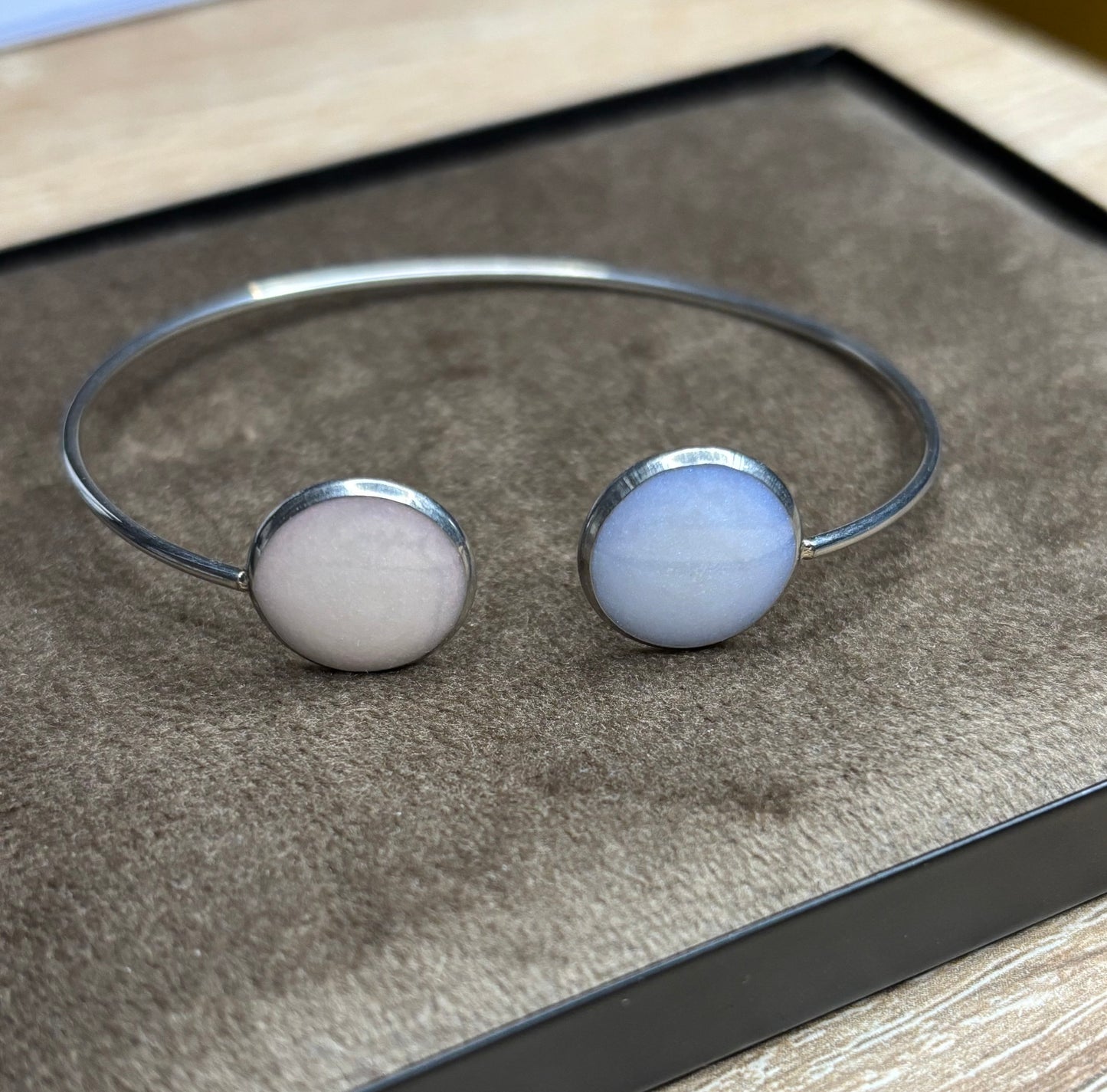 Bracelet argentée perle bicolore
