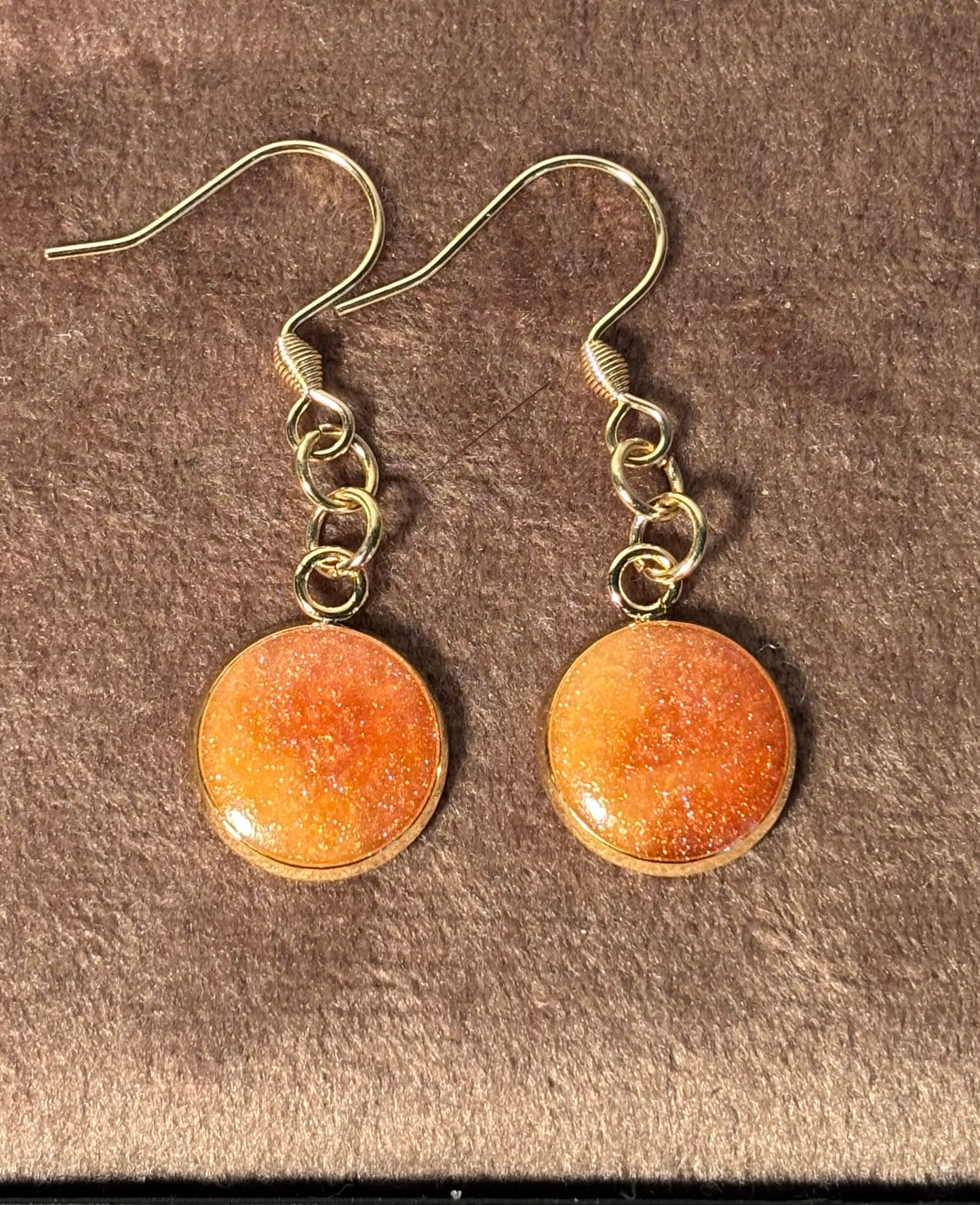 Boucles d’oreilles pendantes bronze et dorée