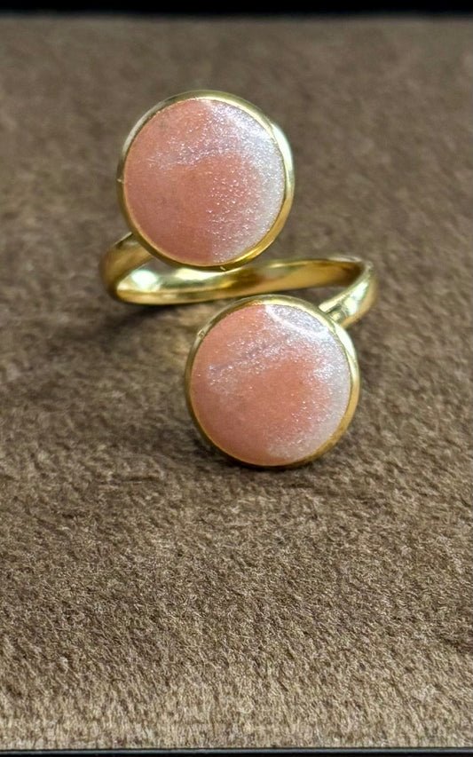 Bague rose et blanche