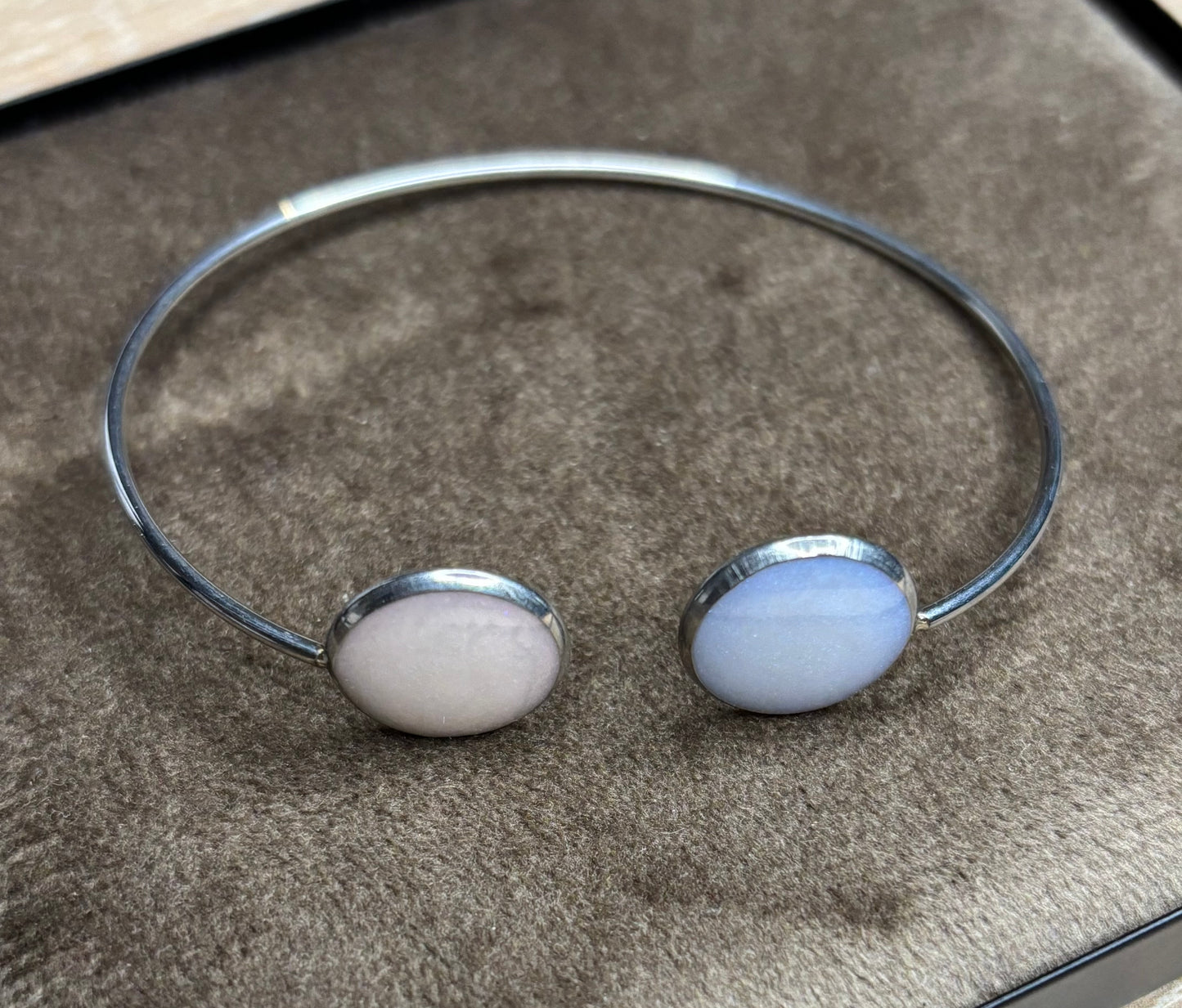 Bracelet argentée perle bicolore