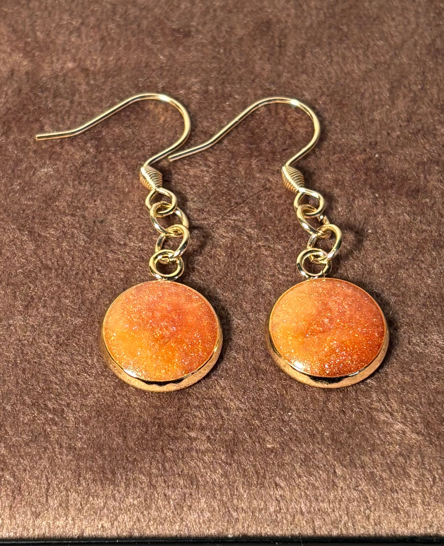 Boucles d’oreilles pendantes bronze et dorée