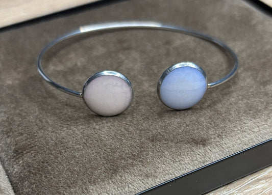 Bracelet argentée perle bicolore