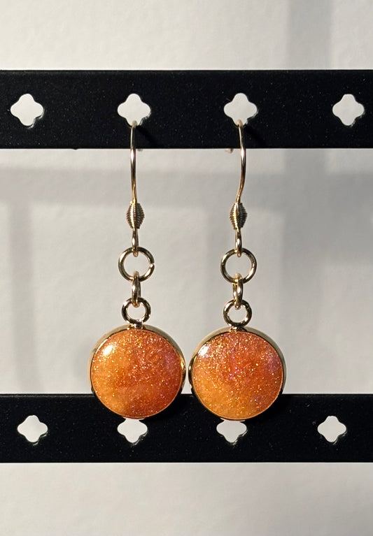 Boucles d’oreilles pendantes bronze et dorée