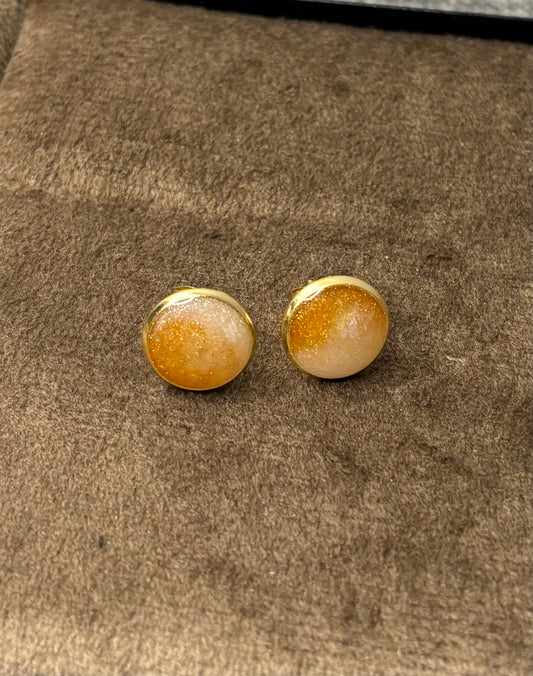 Boucles d’oreilles bicolore perle et dorée