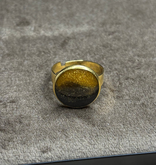 Bague bicolore noire et dorée