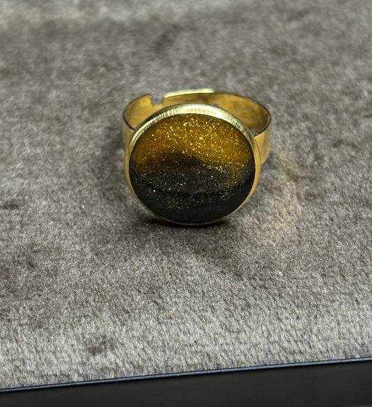 Bague bicolore noire et dorée