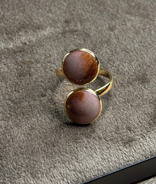 Bague bicolore perle et bronze