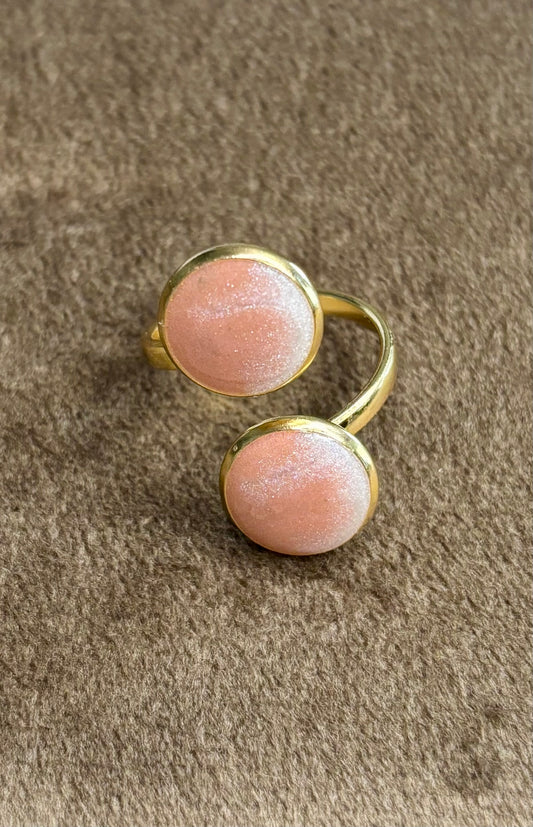 Bague rose et blanche