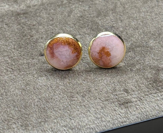 Boucles d’oreilles bicolore perlée et bronze