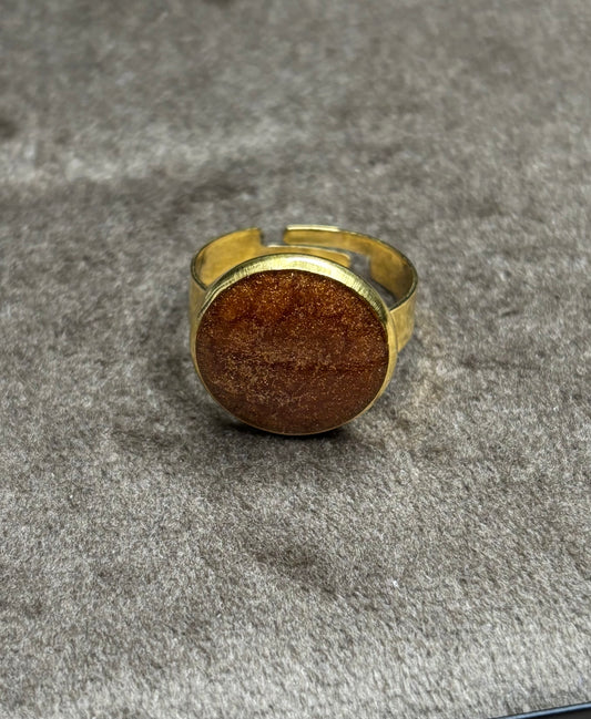 Bague ocre pailletée