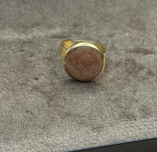 Bague taupe pailletée