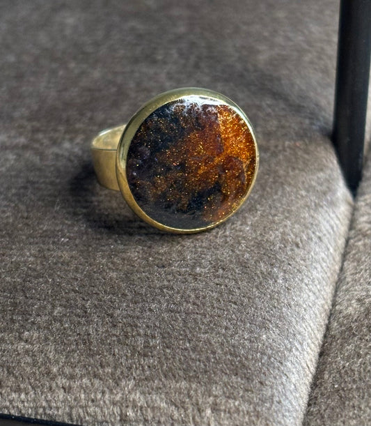Bague noire et bronze